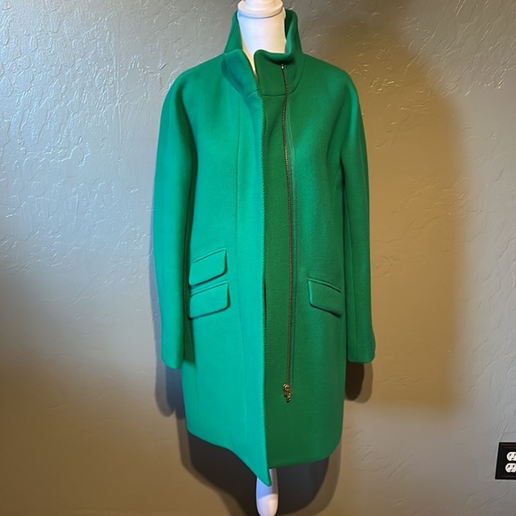J Crew Sz 00 Kelly Green Stadium Cloth Wool Coat - Picture 4 of 9